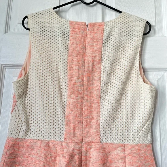 J. Crew Sleeveless Tweed Eyelet Sheath Dress Orange Size 12